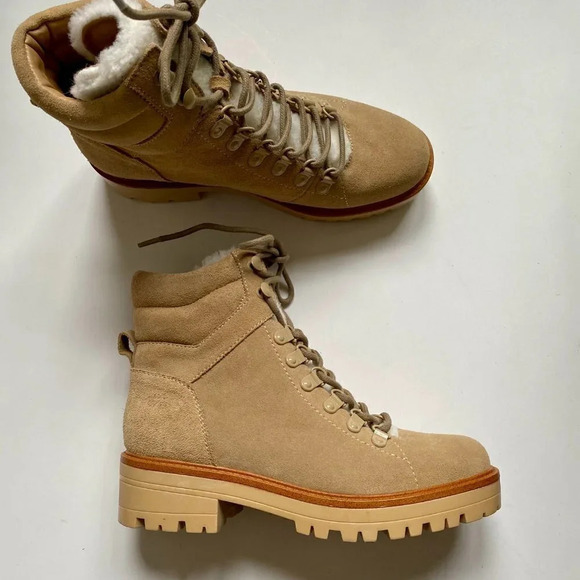 NEW Marc Fisher Mallie Faux Fur Lace Up Hiker Bootie 6 - Picture 4 of 10